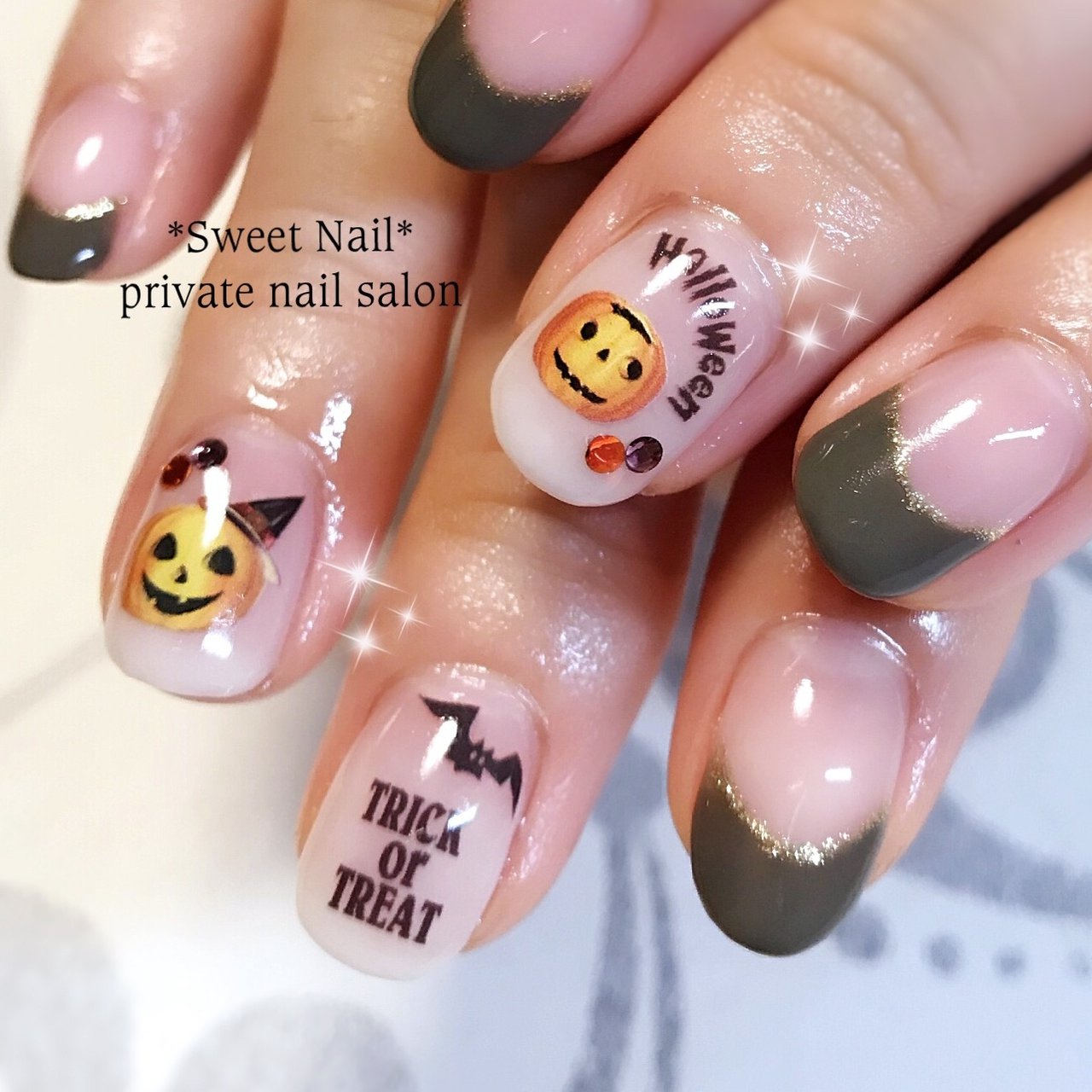 秋 ハロウィン ハンド シンプル フレンチ 大阪府八尾市ネイルサロン Sweet Nail のネイルデザイン No ネイルブック