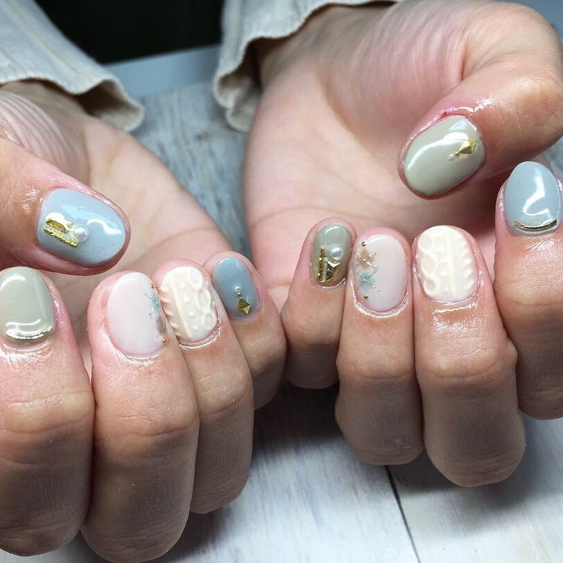 秋 冬 ハンド ワンカラー ニット Saho Nailのネイルデザイン No ネイルブック