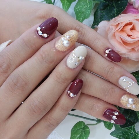 秋 冬 クリスマス パーティー ハンド Nailsalon Minervaのネイル