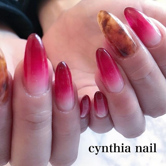 秋 グラデーション 大理石 べっ甲 ロング Cynthianailのネイルデザイン No ネイルブック