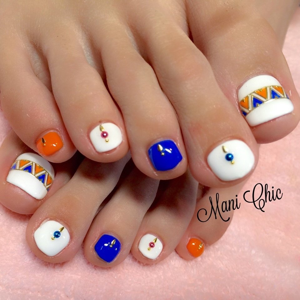 夏 海 リゾート フット ワンカラー Mani Chicのネイルデザイン No ネイルブック