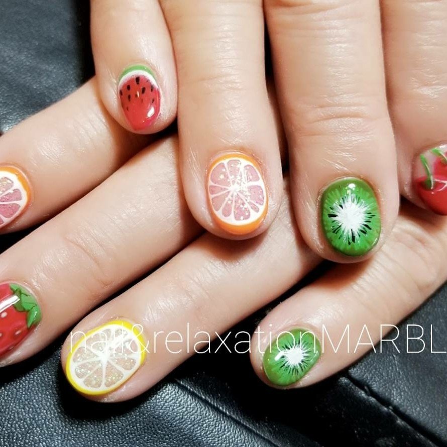 春 夏 秋 ハンド フルーツ Nail Marbleのネイルデザイン No ネイルブック