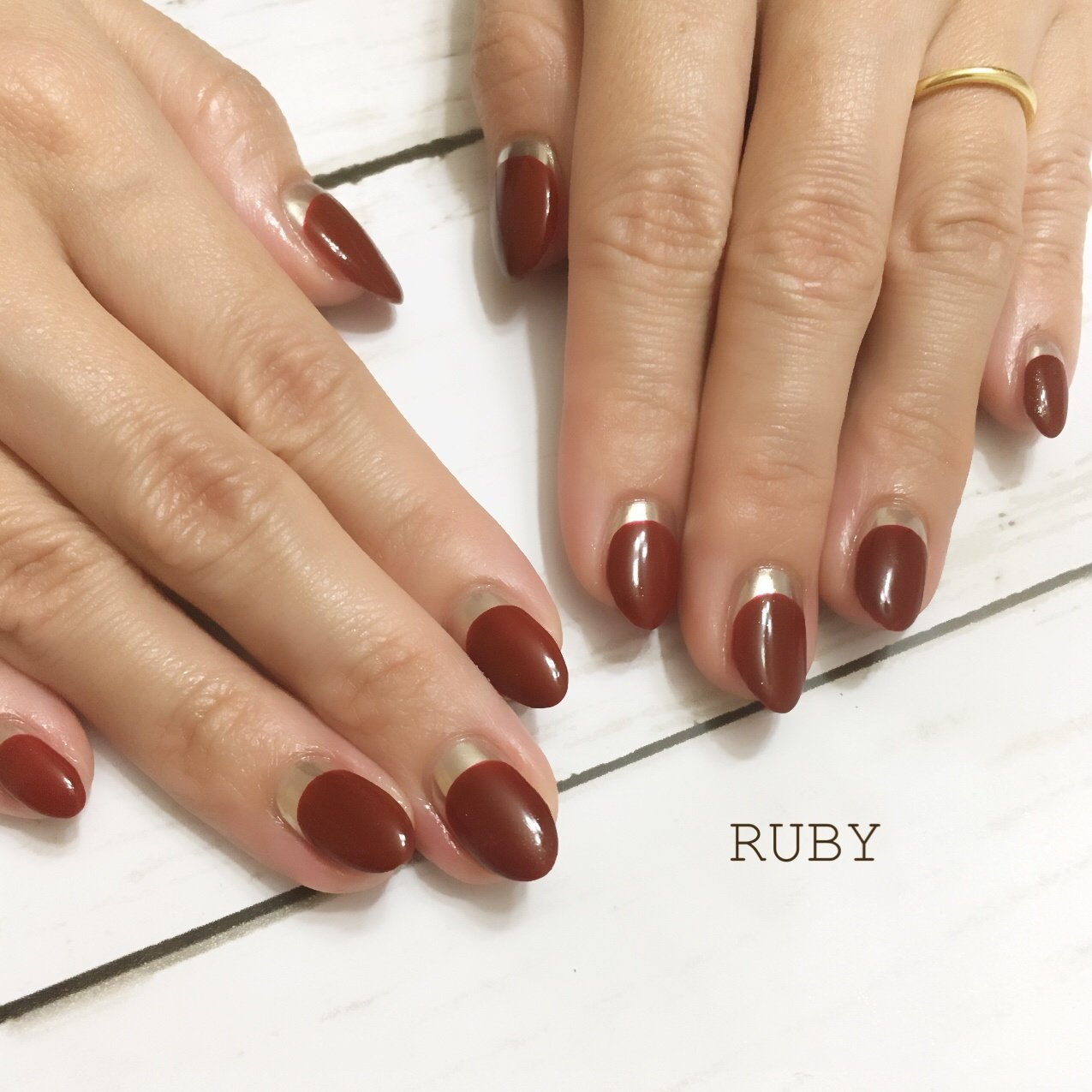 秋 ハンド シンプル フレンチ ワンカラー Ruby Nail07のネイルデザイン No ネイルブック