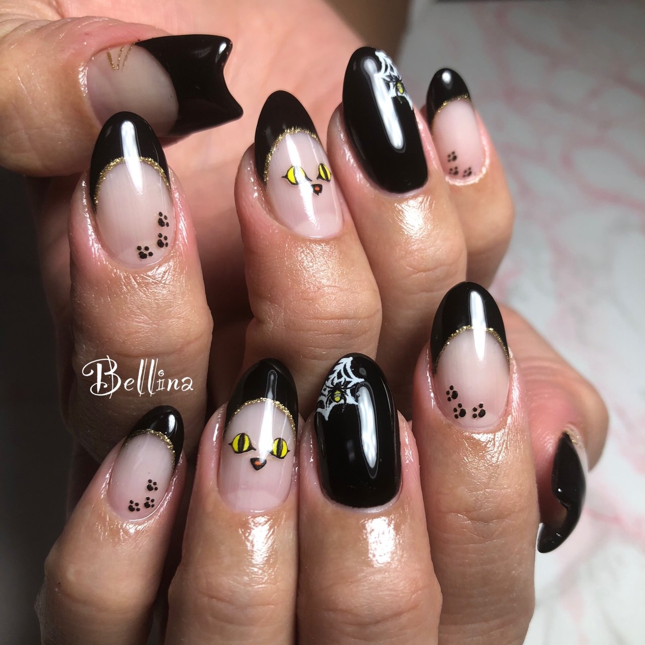 秋 冬 ハロウィン ハンド フレンチ Makiii Bellinaのネイルデザイン No ネイルブック