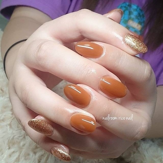 ハンド シンプル ラメ ワンカラー ブラウン Rico Nailのネイルデザイン No ネイルブック