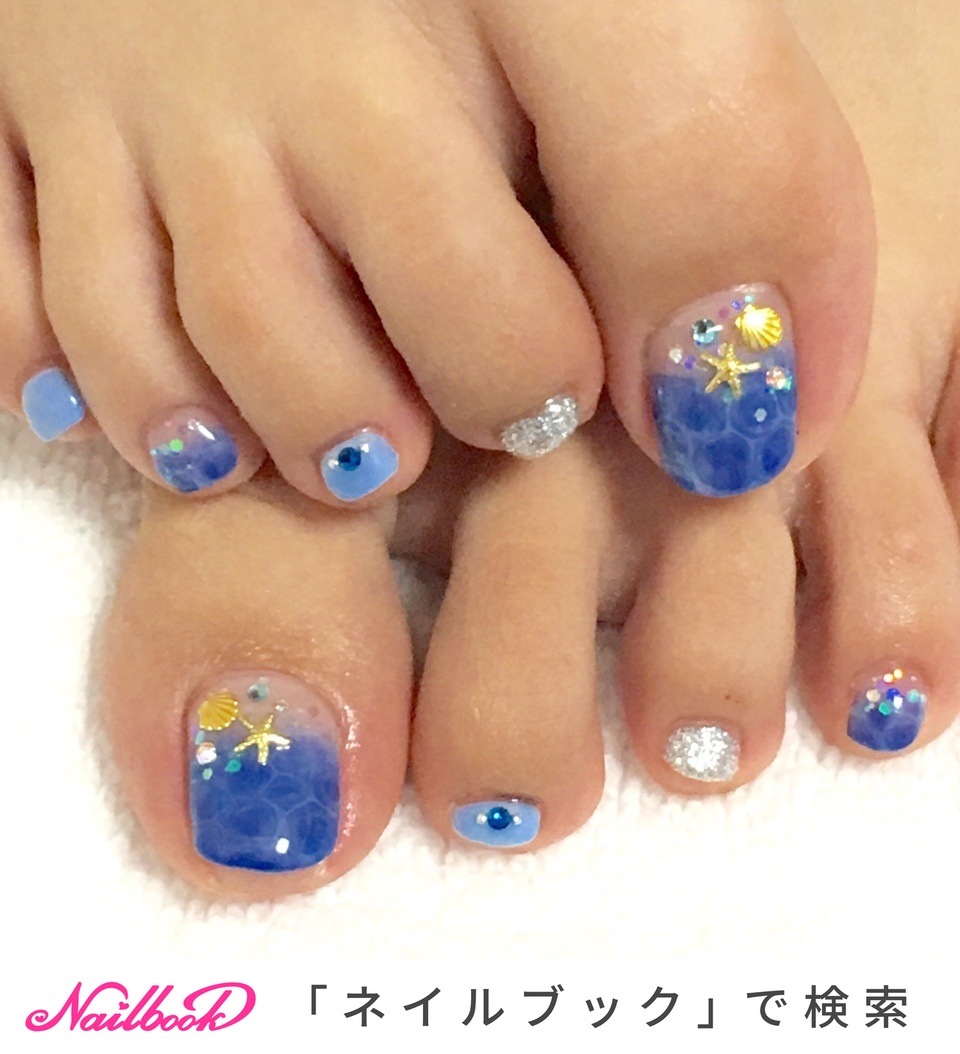 フットネイルチップ No.74 深海 奥行きシェル フットネイルチップ No