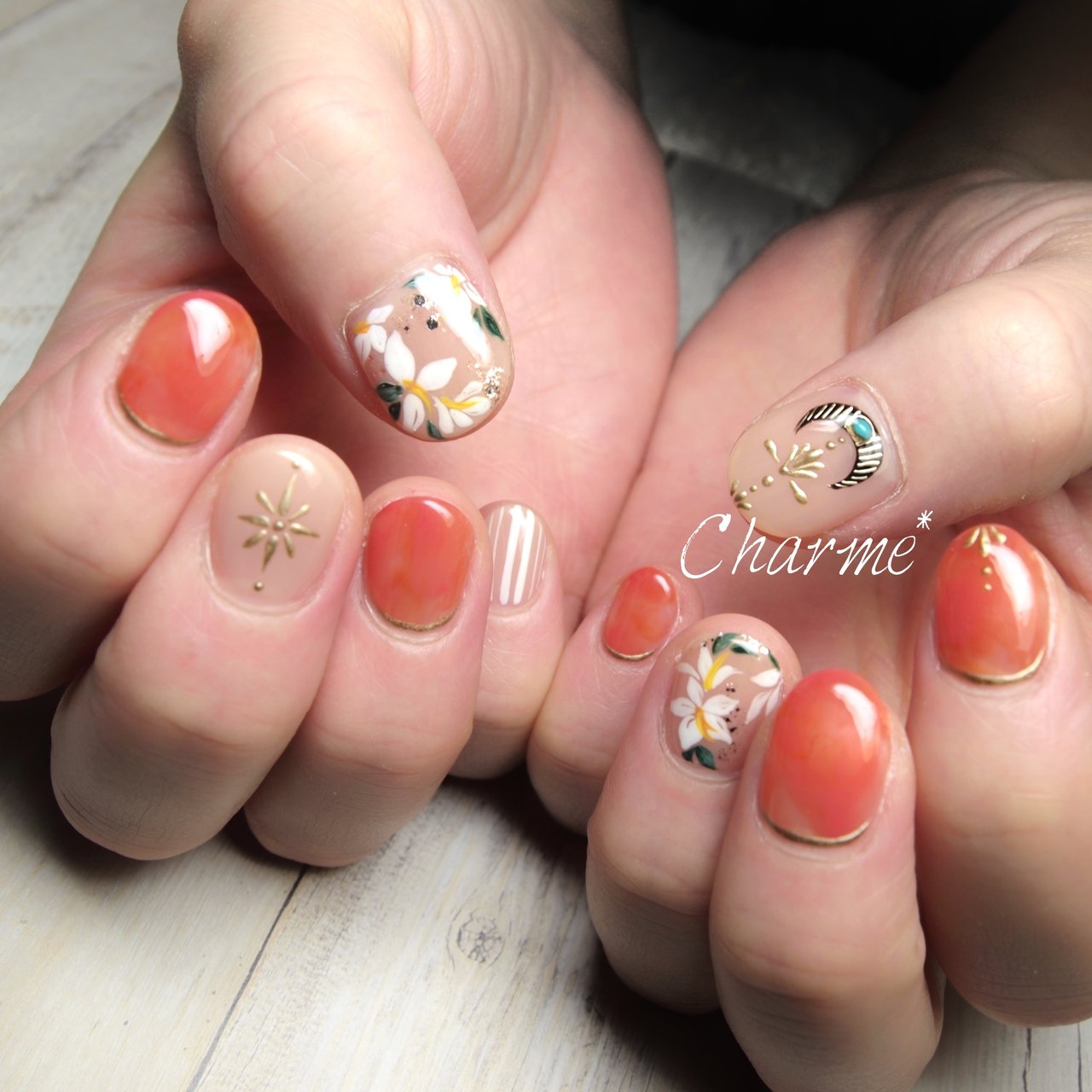 夏 秋 旅行 リゾート ハンド Charme Nailsalonのネイルデザイン No ネイルブック