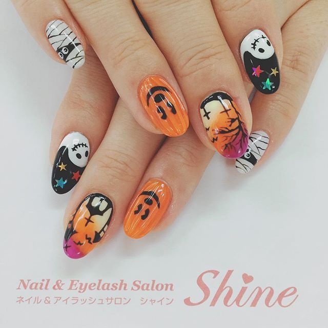 秋 ハロウィン ハンド ワンカラー キャラクター Nail Eyelash Salon Shineのネイルデザイン No ネイル ブック