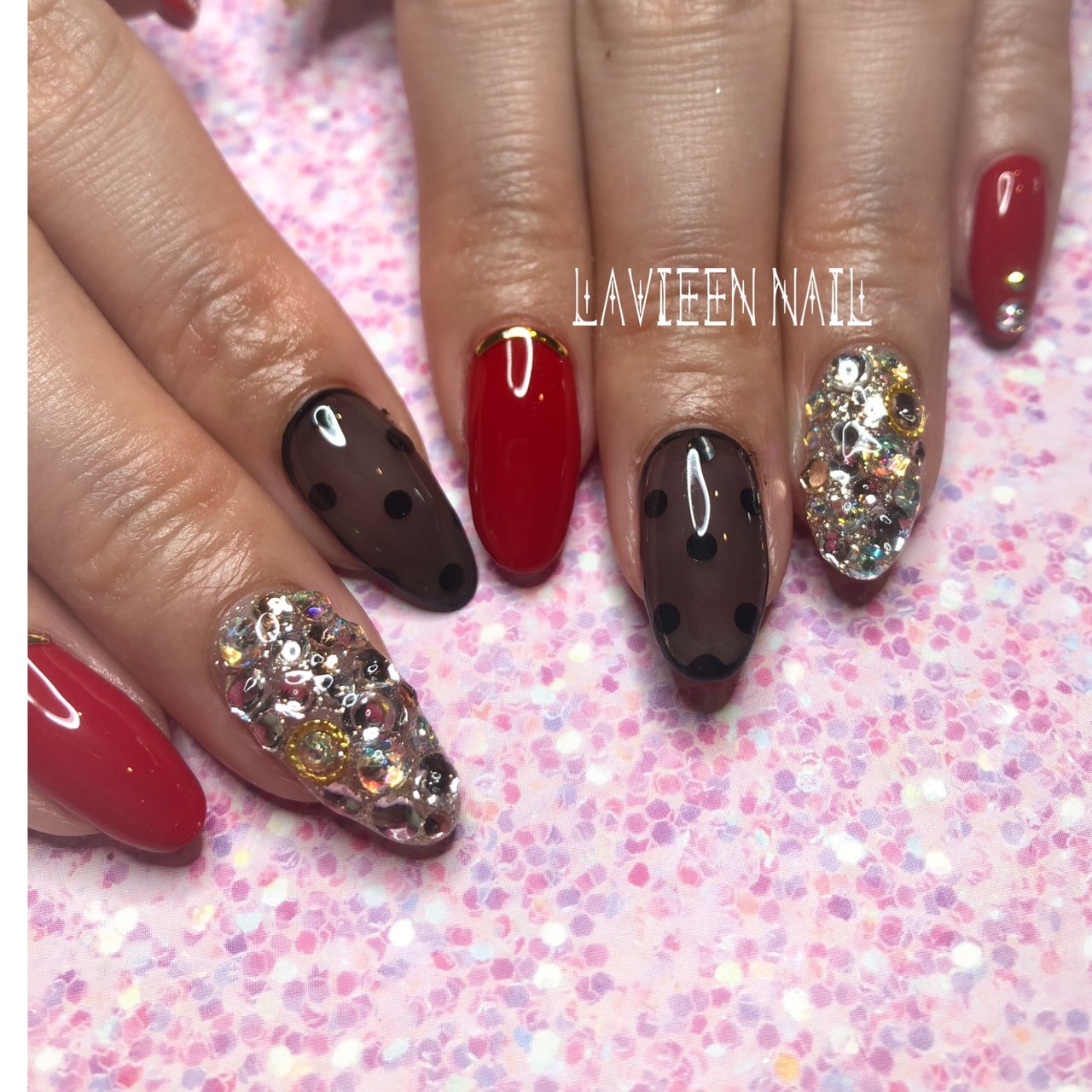 ハンド ラメ ビジュー シースルー デコ Lavieennailのネイルデザイン No ネイルブック