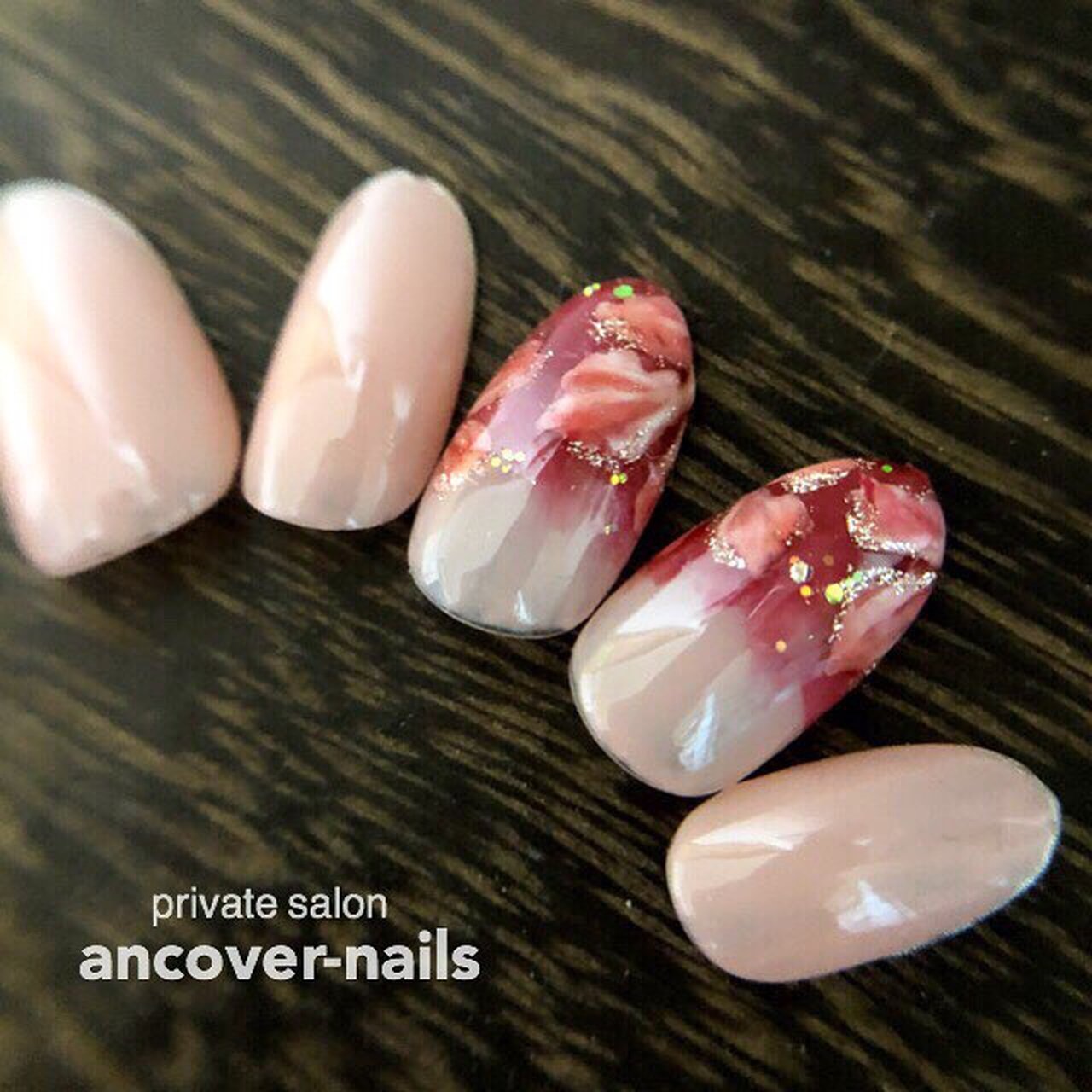 ピンク ボルドー ジェルネイル ネイルチップ Ancover Nailsのネイルデザイン No ネイルブック