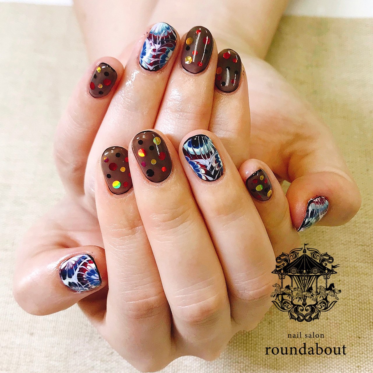 ライブ ハロウィン ハンド ピーコック ジオメトリック Yuko Nail Salon Roundabout のネイル デザイン No ネイルブック