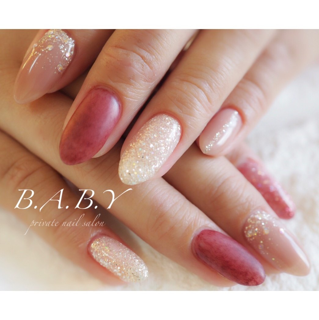 秋 冬 ハンド グラデーション ラメ B A B Y Nail Emiのネイルデザイン No ネイルブック