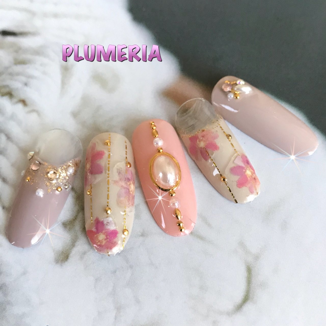 春 秋 パーティー デート ハンド Plumeria 隠れ家サロンプルメリア のネイルデザイン No ネイルブック