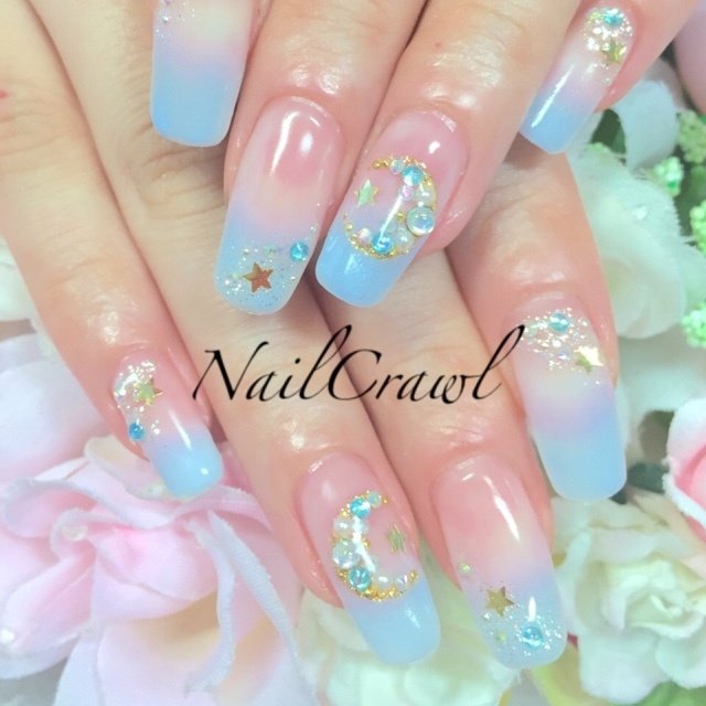 夏 梅雨 ハンド グラデーション 星 ネイルクロールのネイルデザイン No ネイルブック