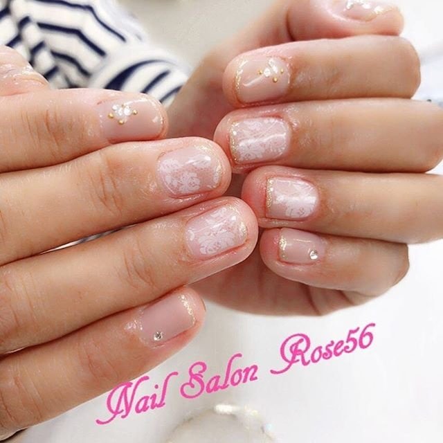 オールシーズン ハンド レース ショート ベージュ Nail Salon Rose 56のネイルデザイン No ネイルブック