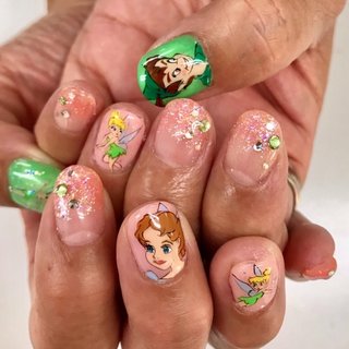 人気順 オレンジ ティンカーベルネイルのネイルデザイン ネイルブック