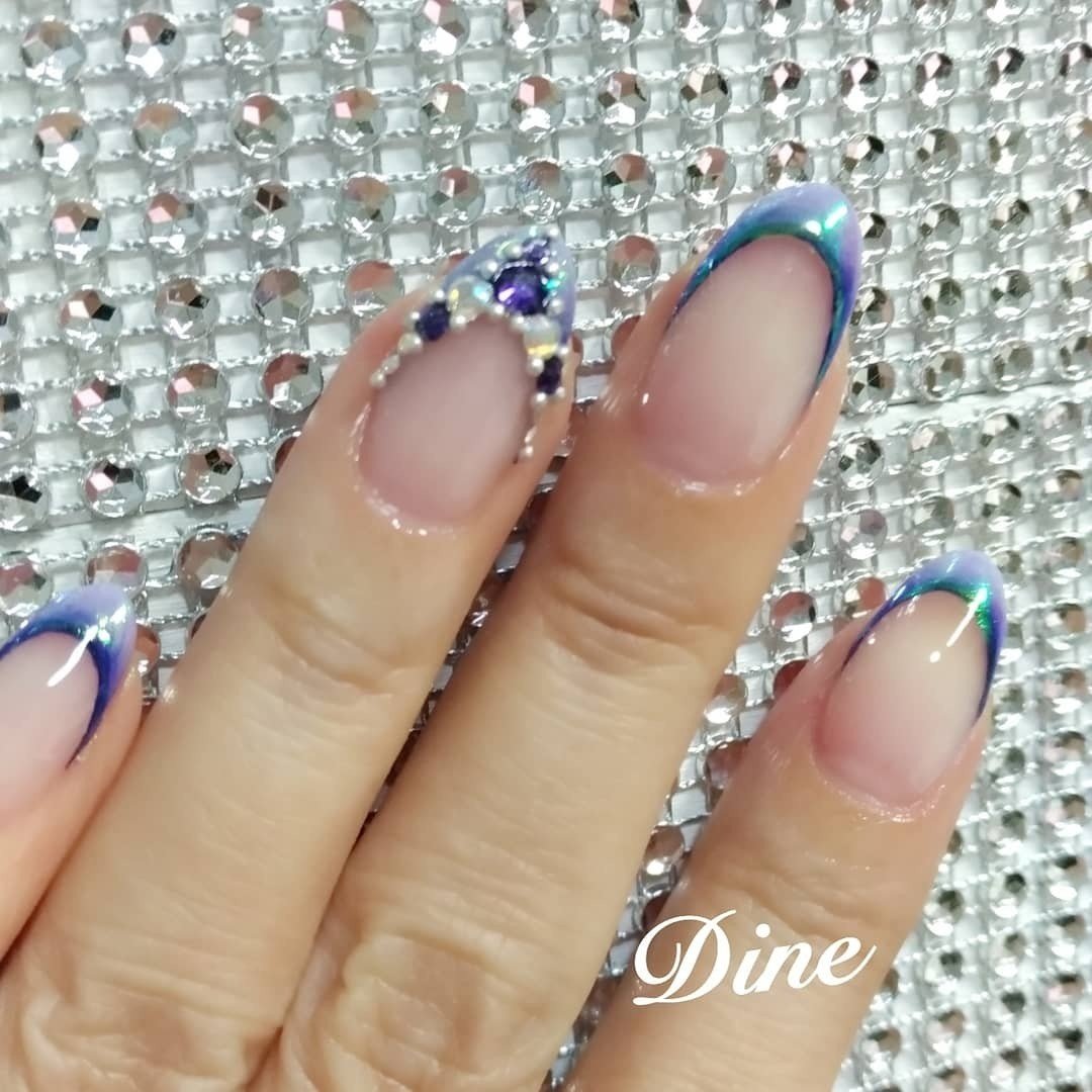 秋 オールシーズン ハンド フレンチ ビジュー キョーコ 白金ネイルサロン のネイルデザイン No ネイルブック