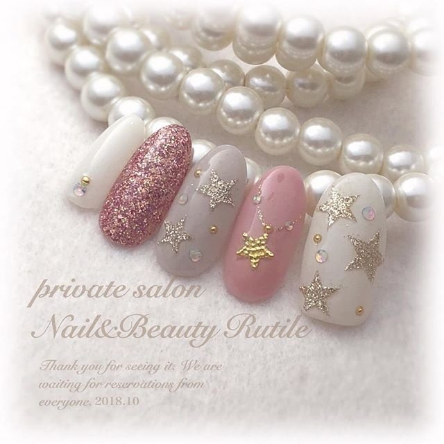 ラメ ワンカラー 星 ピンク パステル Nail Beautyrutile Risaのネイルデザイン No ネイルブック