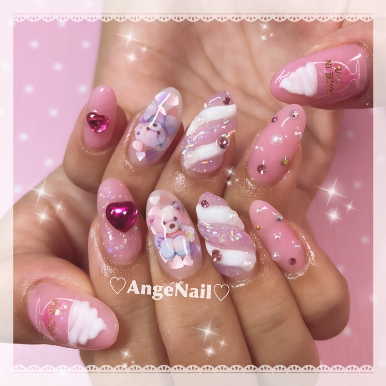 ハンド 3d ピンク お客様 Angenailのネイルデザイン No ネイルブック