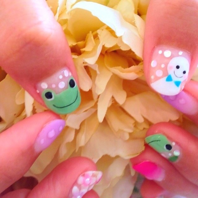 梅雨 ハンド キャラクター 水滴 ミディアム Cherie Me Nail のネイルデザイン No ネイルブック