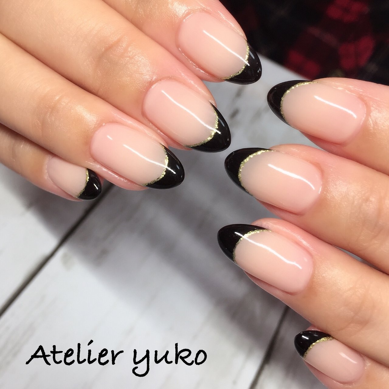 オールシーズン ハンド フレンチ ミディアム ブラック Atelier Yukoのネイルデザイン No ネイルブック