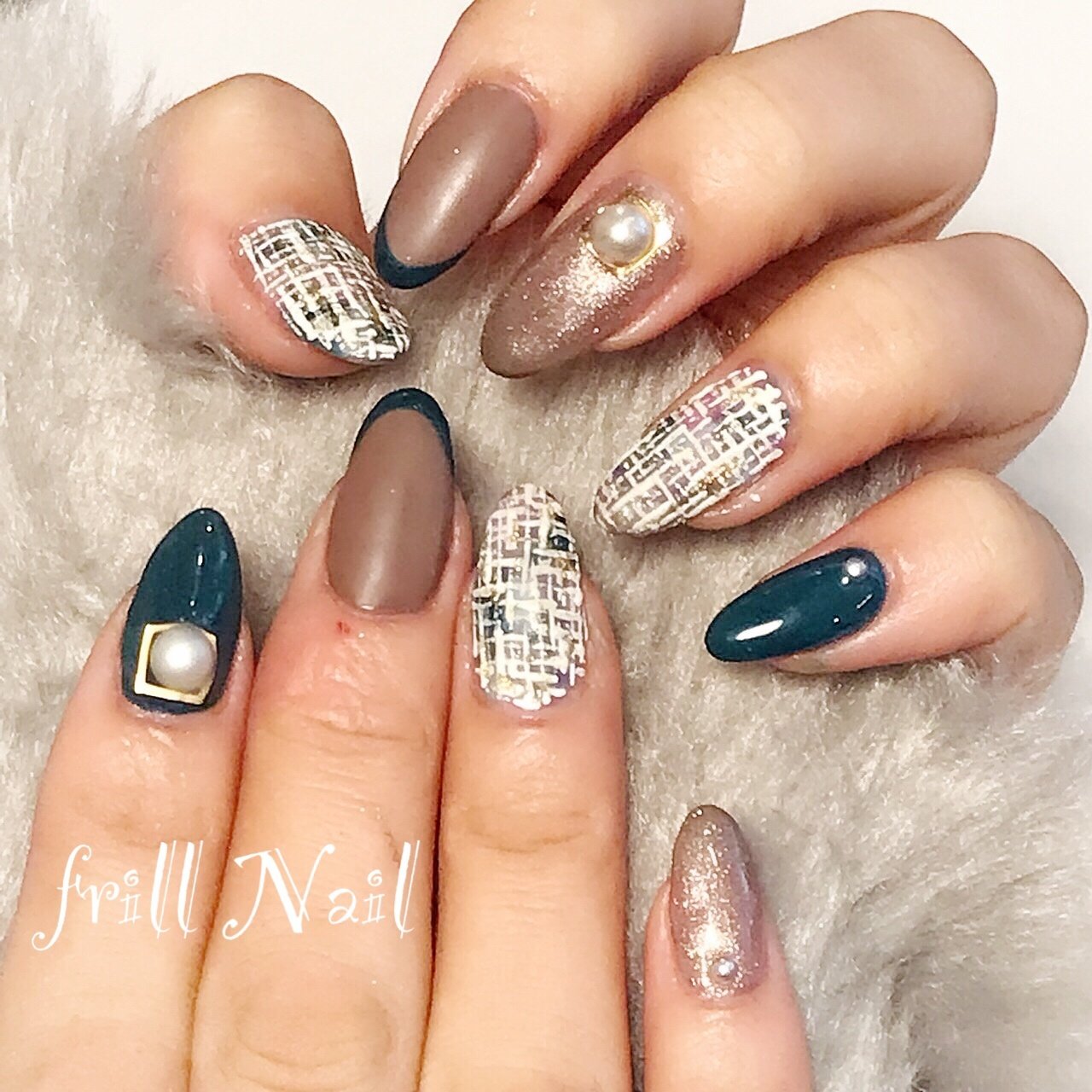 秋 冬 ハンド ツイード ロング Frillnailのネイルデザイン No ネイルブック