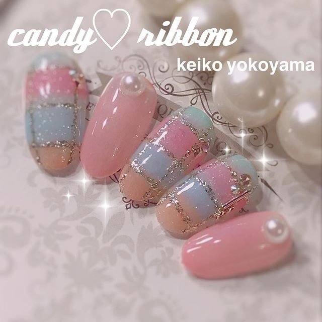 秋 冬 パーティー デート ハンド Candy Ribbonのネイルデザイン No ネイルブック