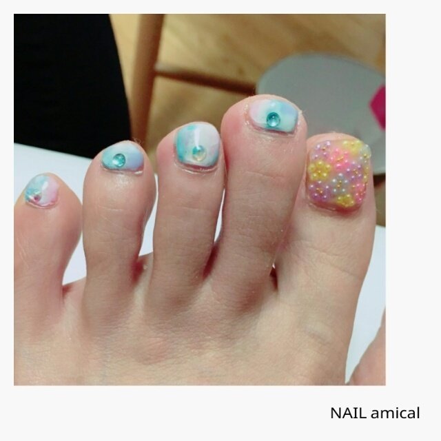 フット フラワー パステル カラフル Nailamicalのネイルデザイン No ネイルブック