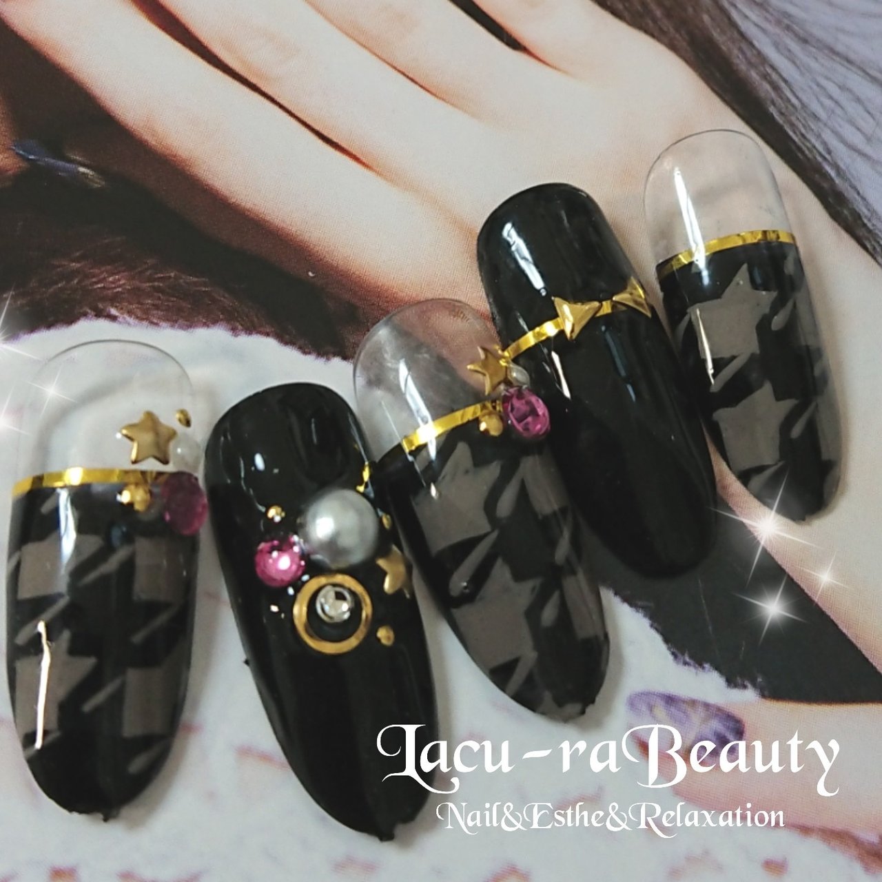 秋 冬 ハンド 千鳥柄 ベージュ Lacu Rabeauty Koharuのネイルデザイン No ネイルブック