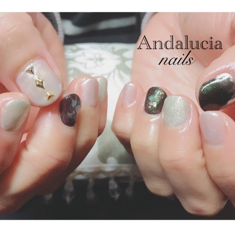 オールシーズン ハンド ニュアンス ショート ブラック Andaluciaのネイルデザイン No ネイルブック