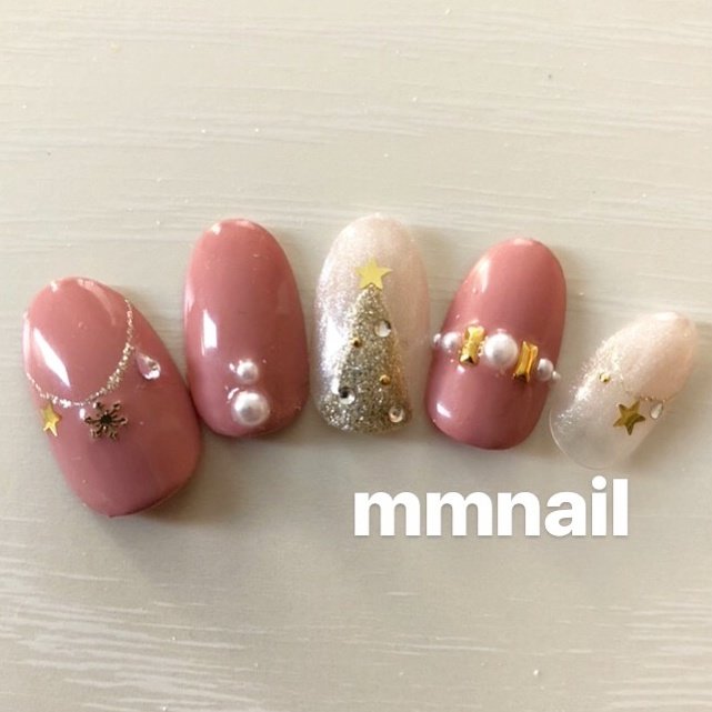 冬 ハンド ベージュ ピンク ジェル Mmnailのネイルデザイン No ネイルブック