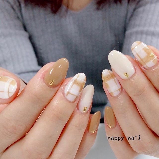 秋 冬 オールシーズン シンプル チェック Happy Nailのネイルデザイン No ネイルブック