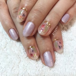 おすすめ順 秋 クリア ラベンダーのネイルデザイン ネイルブック