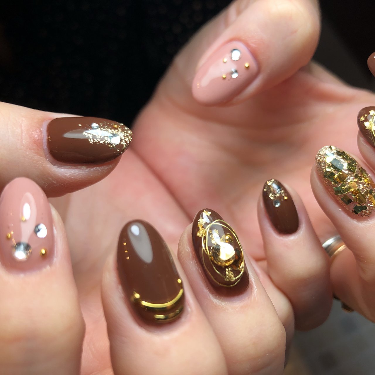 秋 冬 ハンド ニュアンス ワイヤー Sakuのネイルデザイン No ネイルブック