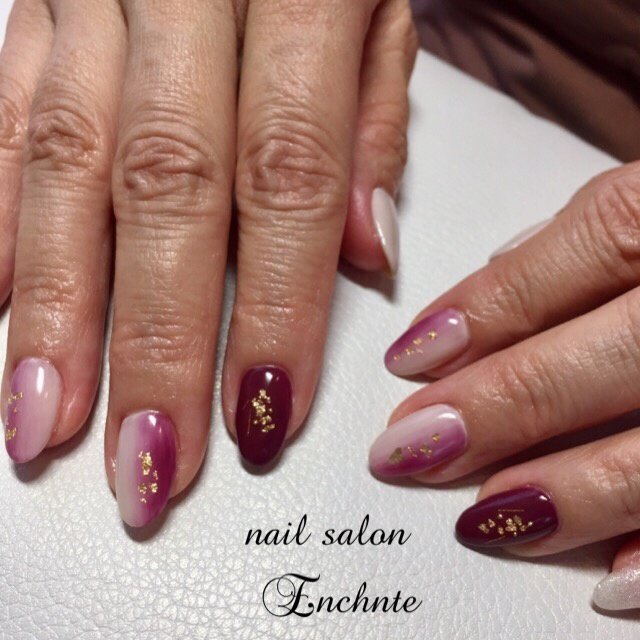 秋 冬 ハンド グラデーション バイカラー Erikoのネイルデザイン No ネイルブック