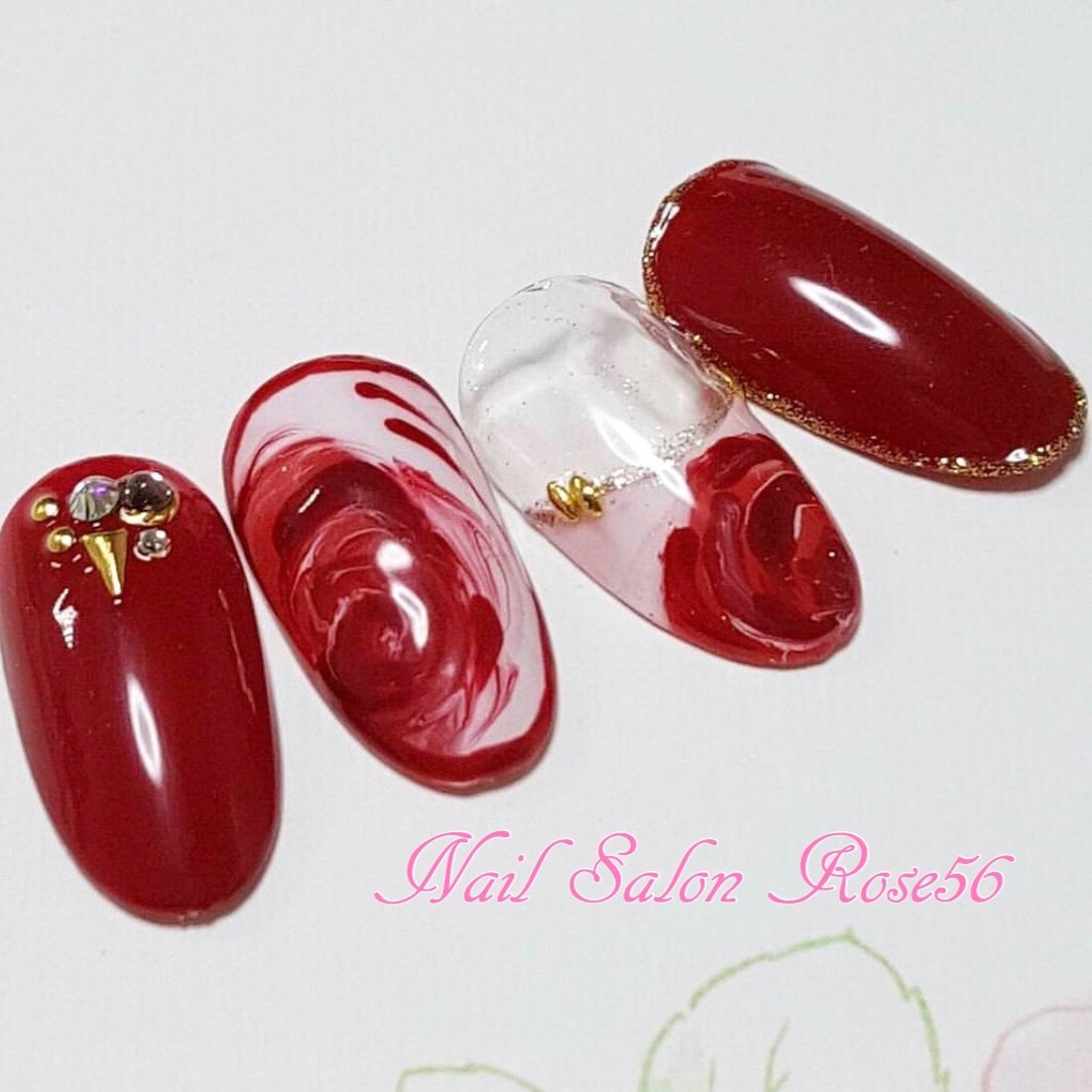 オールシーズン ハンド フレンチ ワンカラー フラワー Nail Salon Rose 56のネイルデザイン No ネイルブック