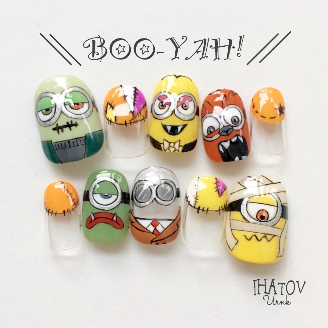 秋 ハロウィン ハンド 変形フレンチ 痛ネイル Ihatov Nailarts のネイルデザイン No ネイルブック