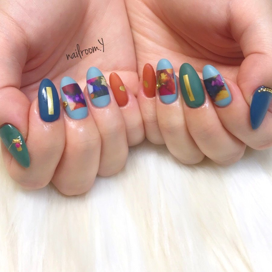 秋 冬 ハンド マット カラフル Nailroom Yのネイルデザイン No ネイルブック