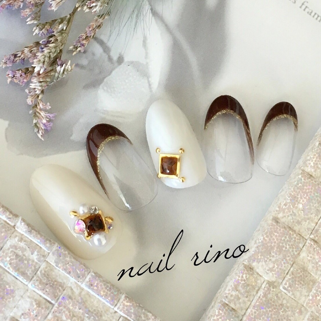 秋 冬 ハンド 変形フレンチ ジェル Rino Nailのネイルデザイン No ネイルブック