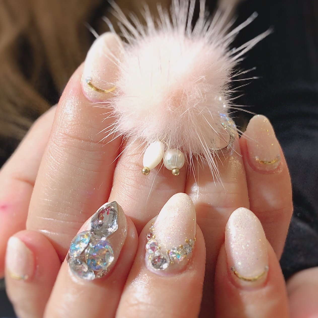 ハンド ワンカラー ビジュー ミディアム ピンク 宮城県 石巻 ロージーネイル Rosy Nail Pupuu Rosyのネイル デザイン No 3696818 ネイルブック