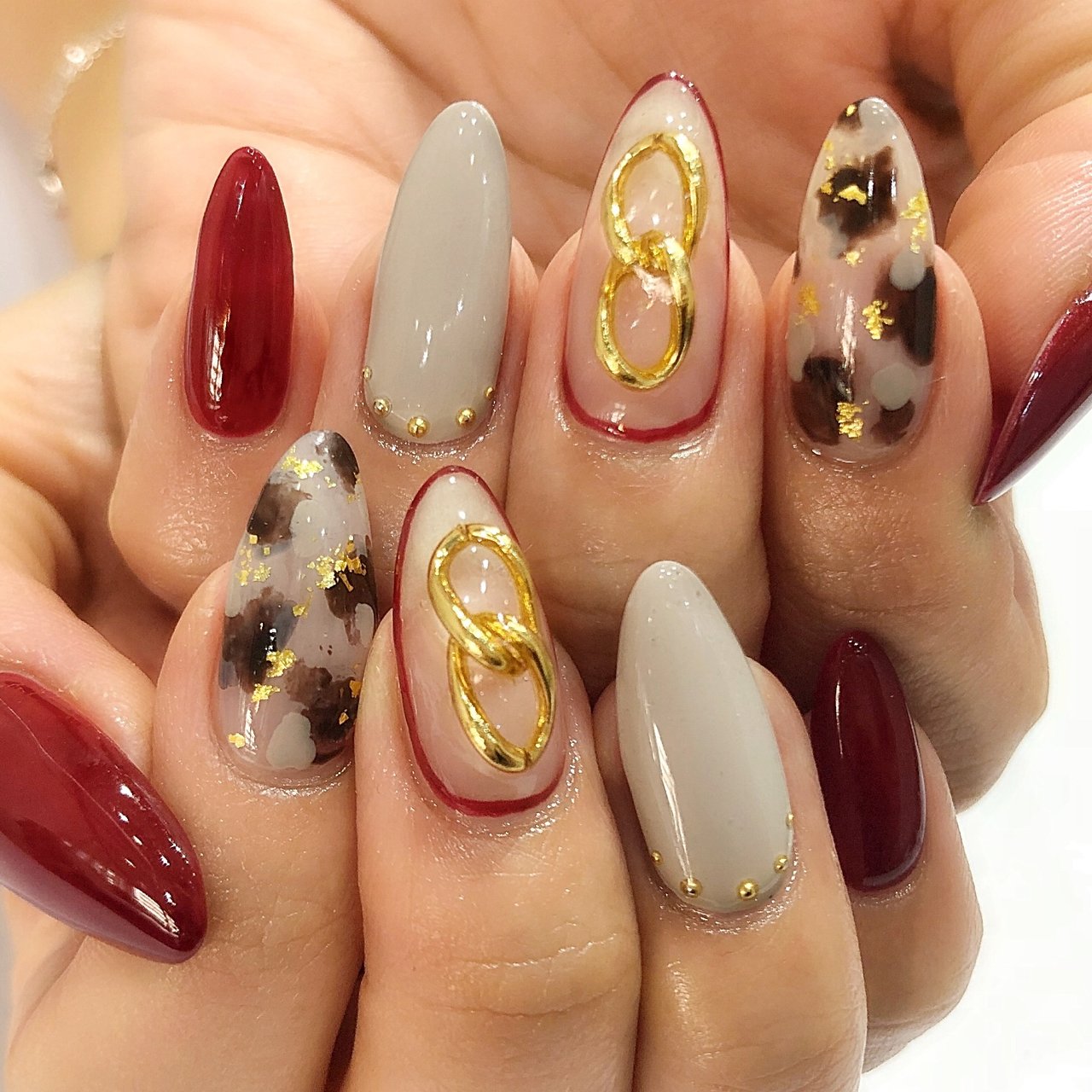 秋 冬 クリスマス ハンド ワンカラー Nailsalon Mintのネイルデザイン No ネイルブック