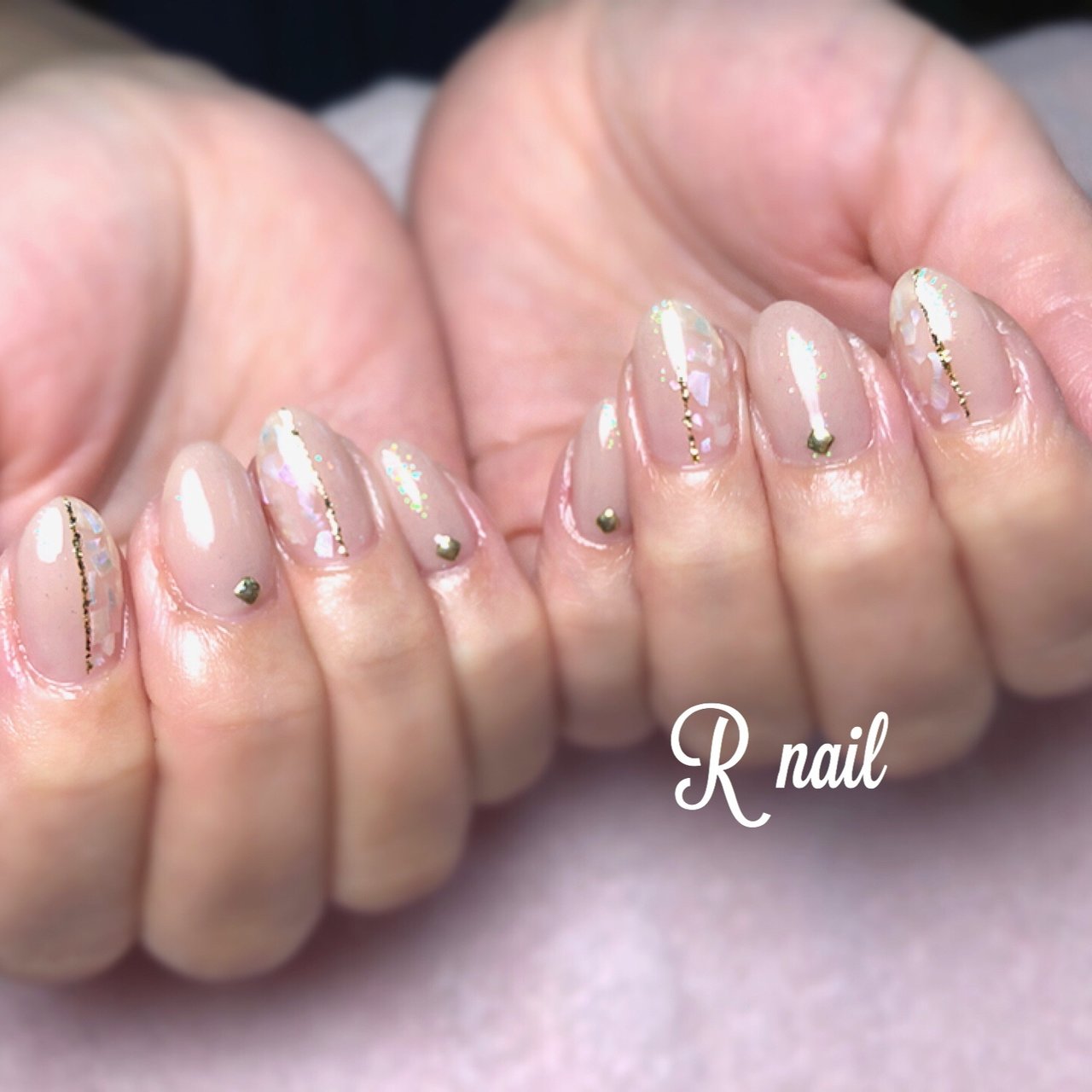 オールシーズン ハンド ラメ ワンカラー シェル R Nailのネイルデザイン No ネイルブック