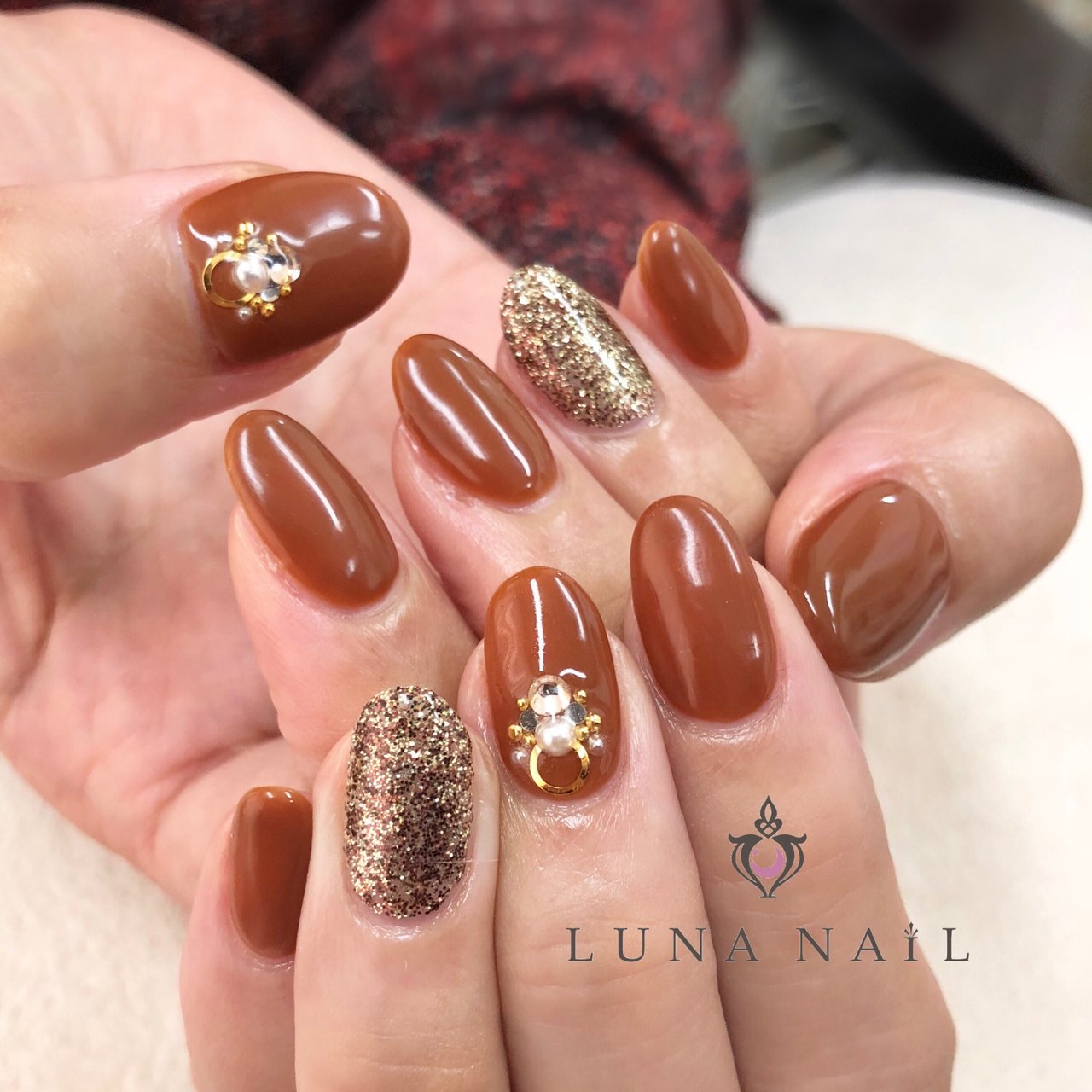 秋 バレンタイン ハンド シンプル ラメ Luna Nail のネイルデザイン No ネイルブック