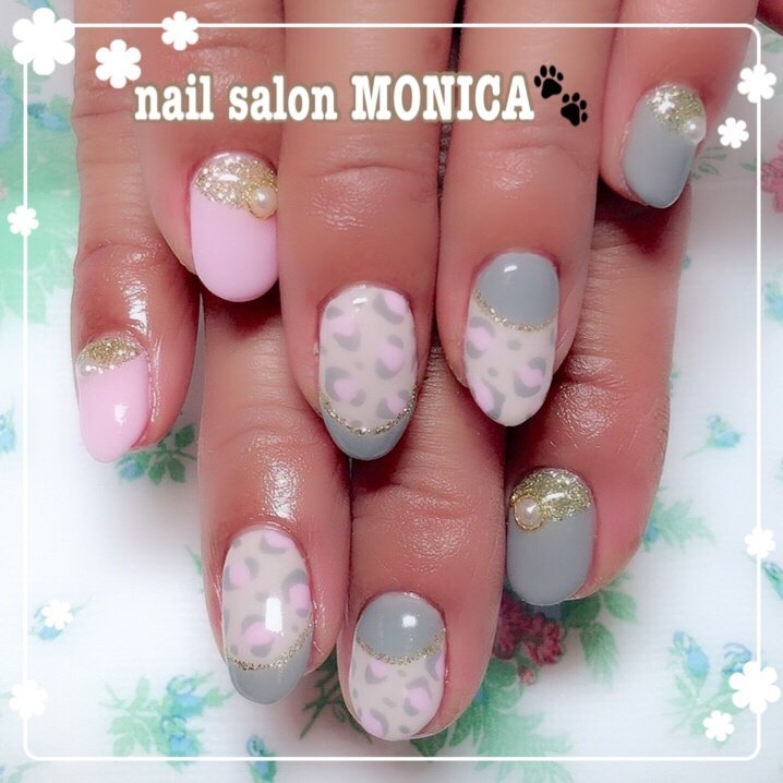 秋 冬 ハンド アニマル柄 レオパード Nail Salon Monica のネイルデザイン No ネイルブック