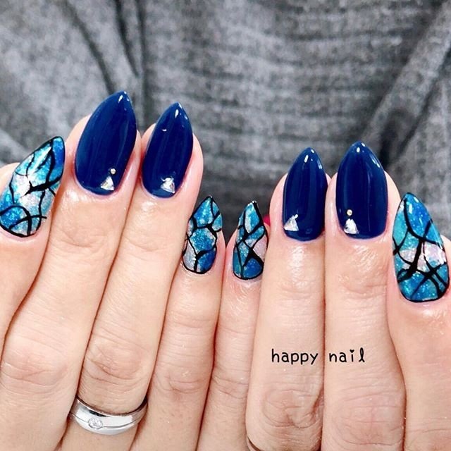 オールシーズン ラメ ワンカラー ブルー ネイビー Happy Nailのネイルデザイン No 3709822 ネイルブック