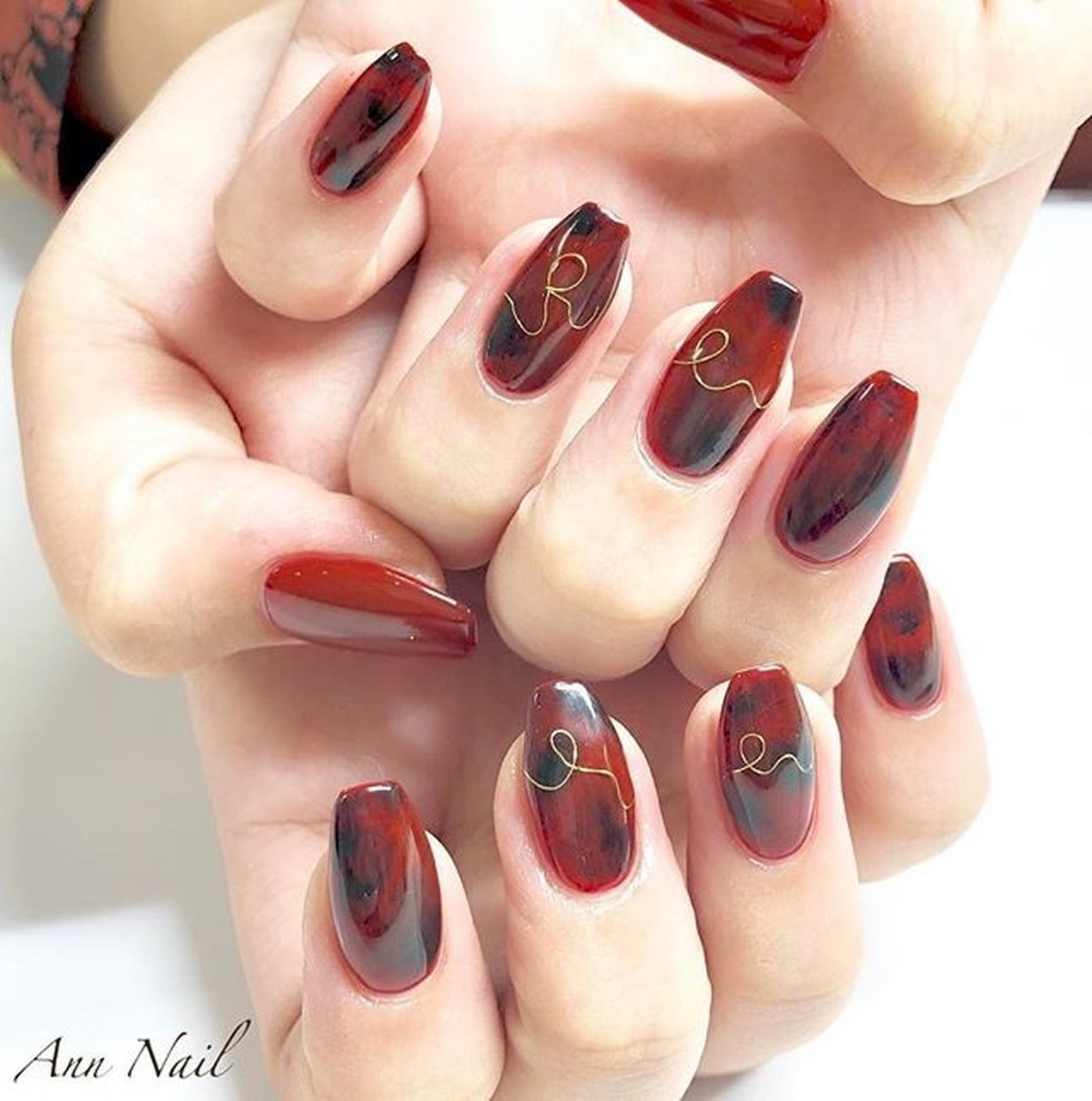 秋/冬/ハンド/ワンカラー/べっ甲 - Ann Nailのネイルデザイン[No
