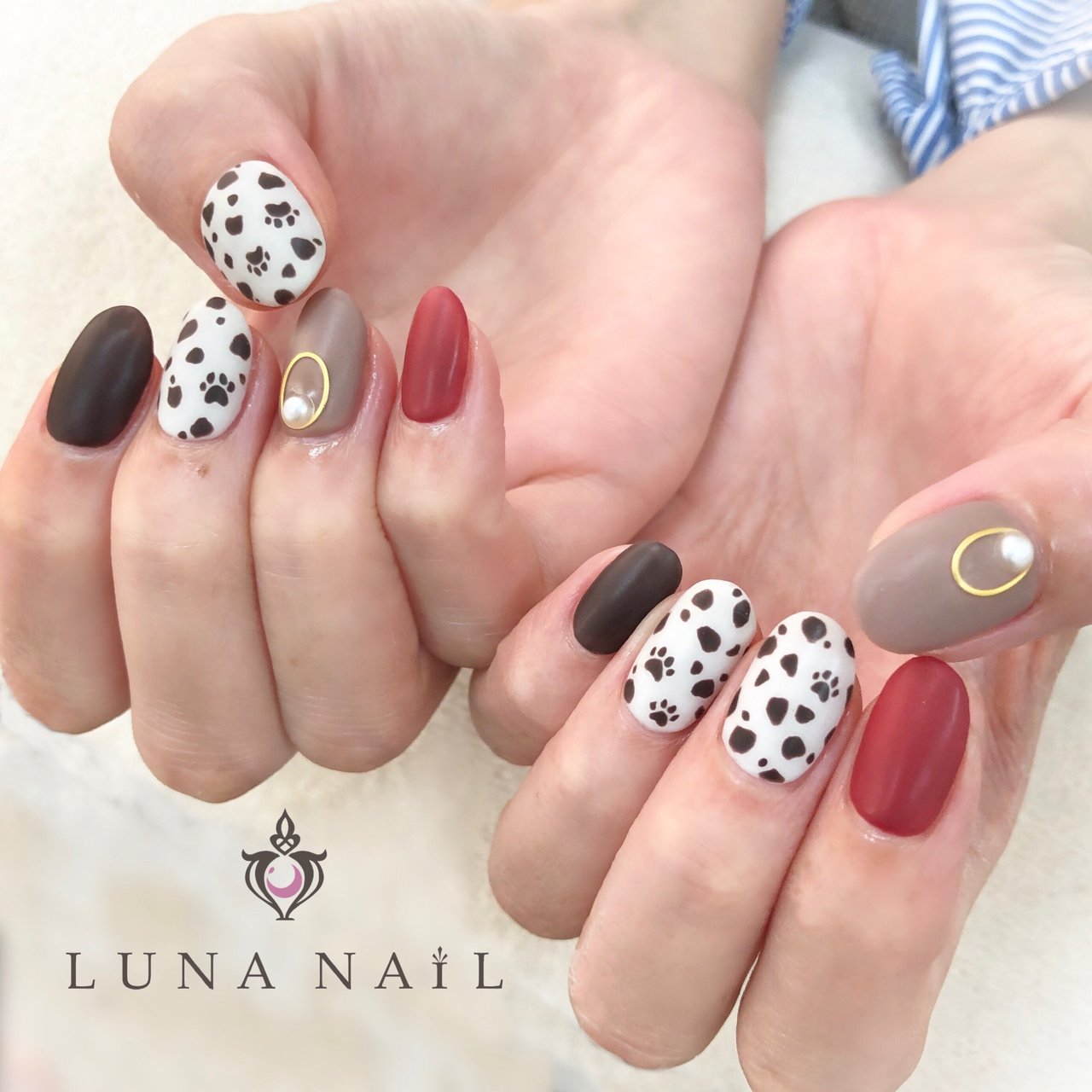 秋 冬 ハンド シンプル アニマル柄 Luna Nail のネイルデザイン No ネイルブック