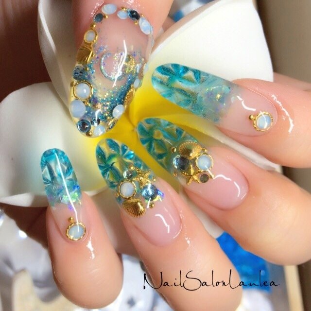 夏 海 リゾート ハンド ラメ Nailsalonlauleaネイルサロンラウレアのネイルデザイン No ネイルブック