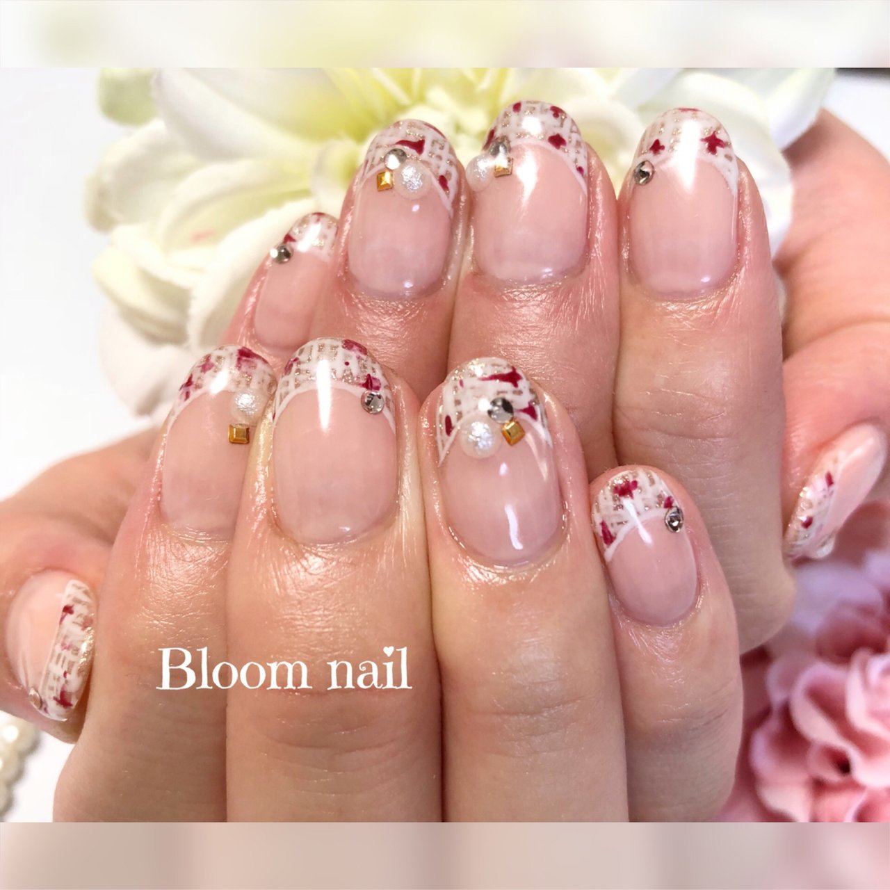 オールシーズン オフィス ハンド フレンチ ツイード Bloom Nailのネイルデザイン No ネイルブック