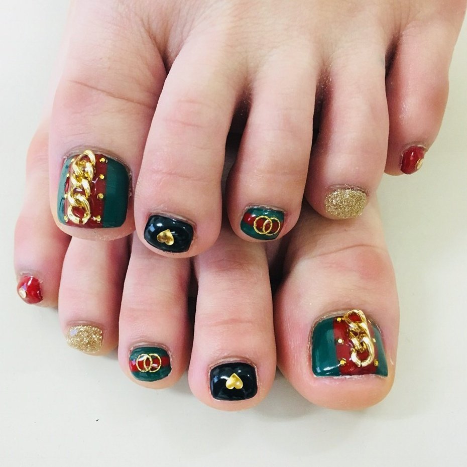 秋 冬 フット ワンカラー ハート Aznailのネイルデザイン No ネイルブック